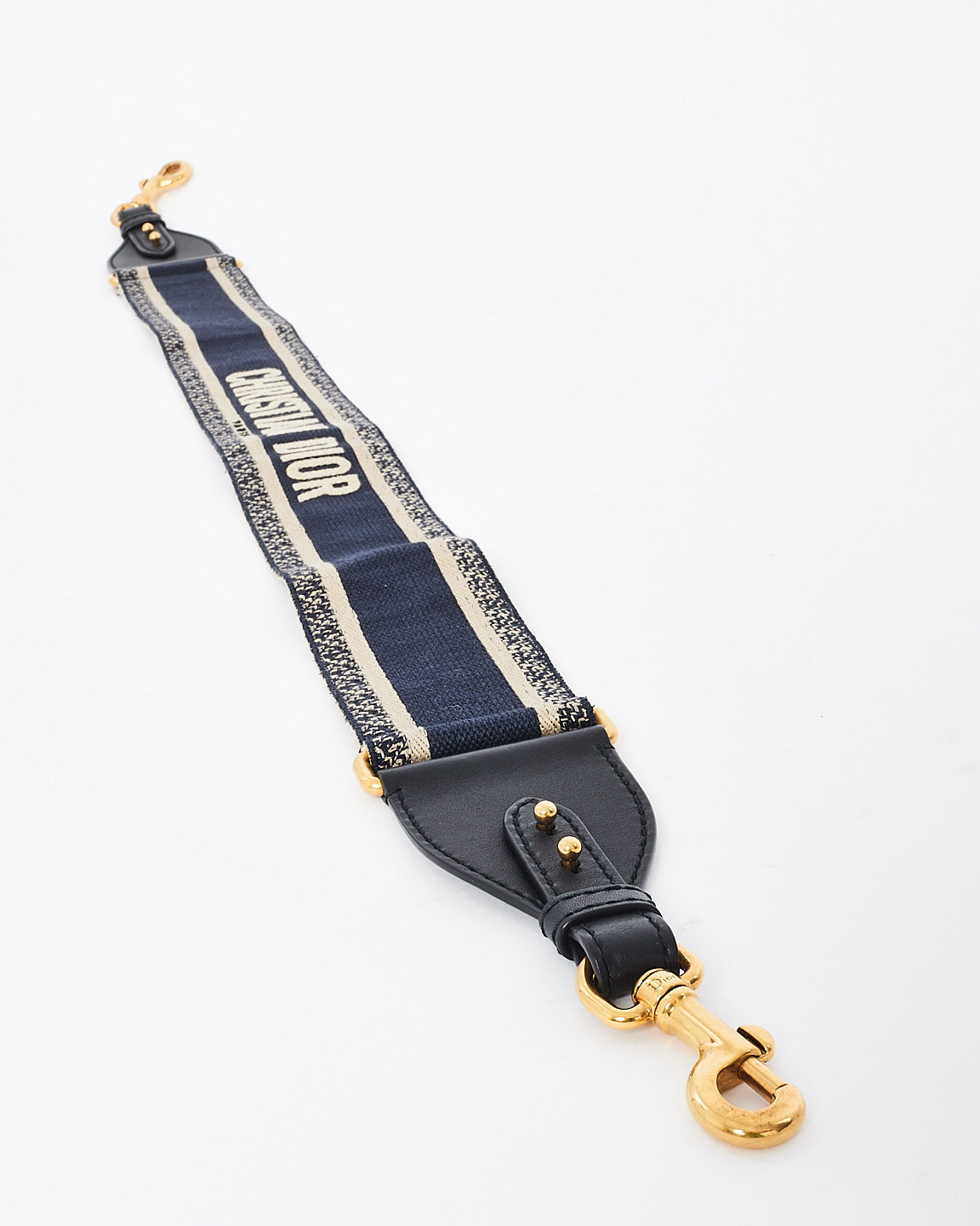 Dior Navy Blue Oblique Logo Canvas Guitar Strap