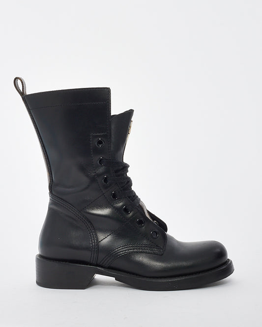 Louis Vuitton Black Leather & Monogram Metropolis Ranger Combat Boots - 37.5