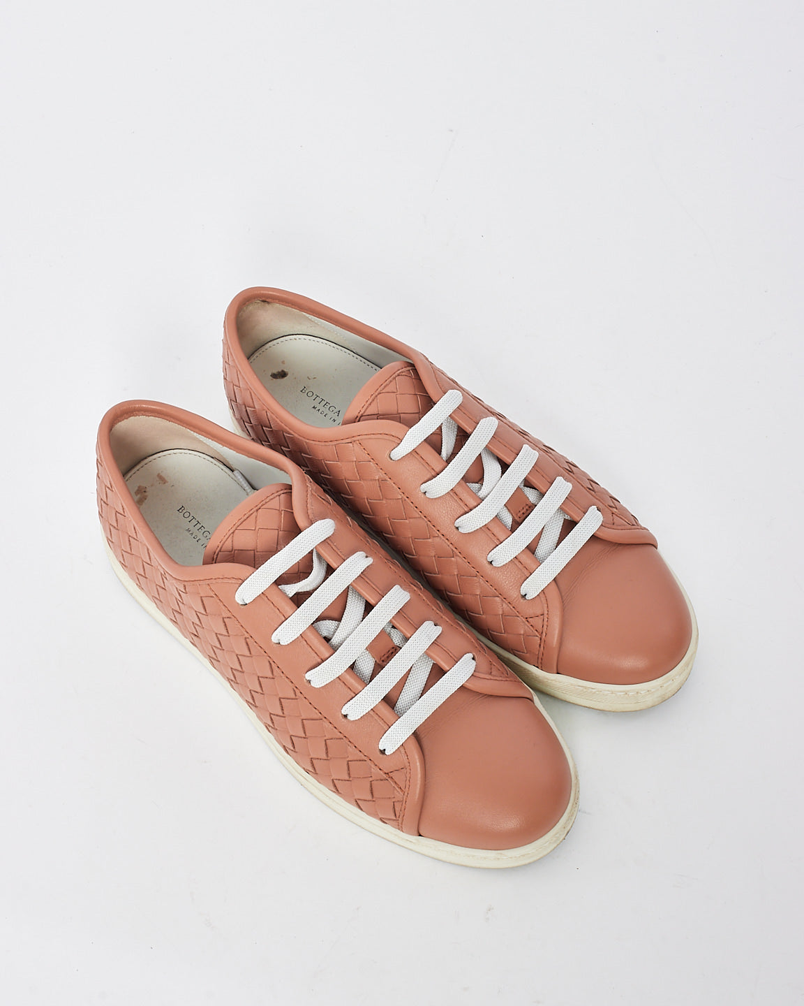 Bottega Veneta Dusty Pink Intrecciato Leather Sneaker - 37