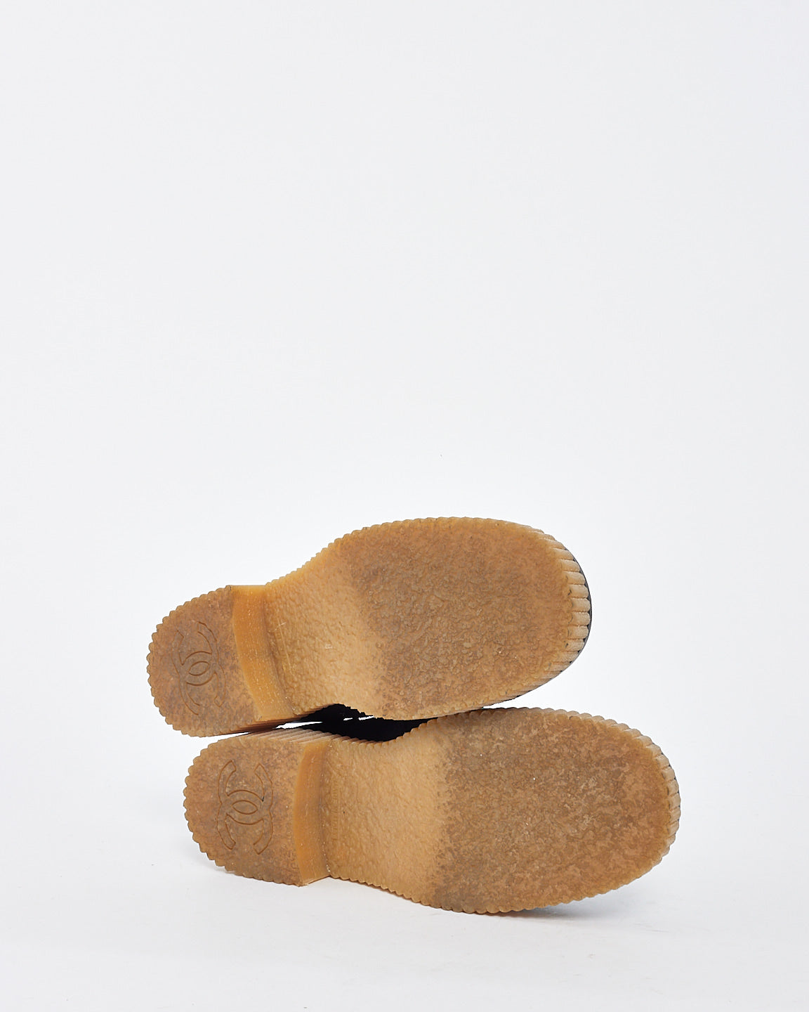 Chanel Navy/Turquoise Suede & Corduroy Combat Boots - 38