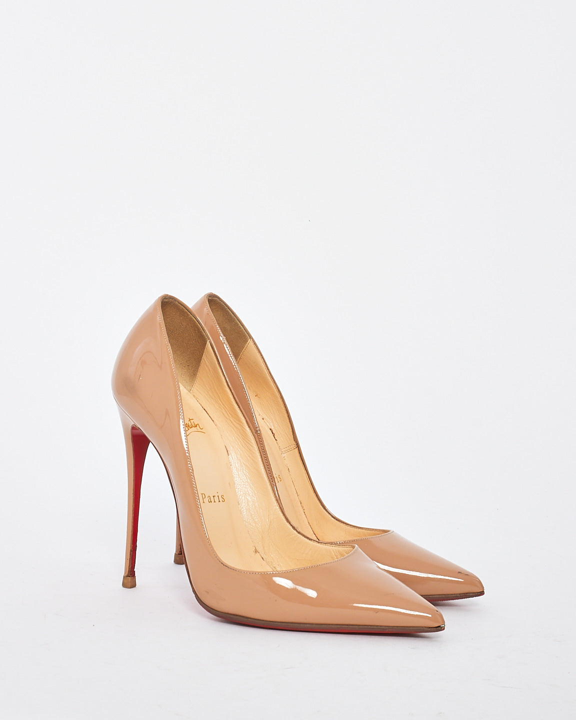 Christian Louboutin Nude Patent Leather So Kate Pumps - 37.5