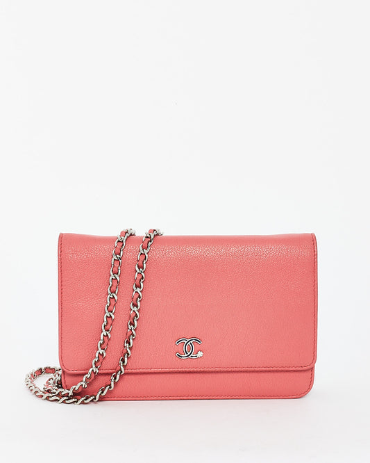 Chanel Coral Grained Leather CC Wallet On Chain Bag