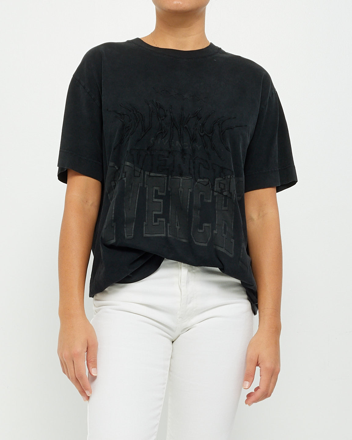 Givenchy T-shirt Flamme Embossé Noir - XS