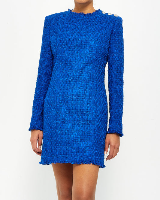 Balmain Royal Blue Tweed Dress - 40
