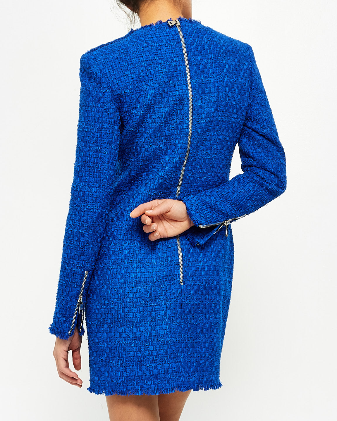 Robe Balmain en tweed bleu royal - 40