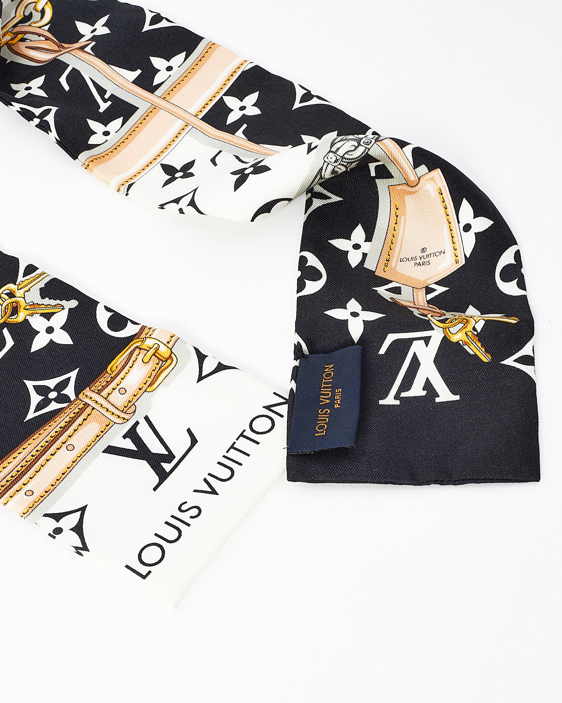 Louis Vuitton Bandeau confidentiel monogramme noir et blanc en soie Twilly