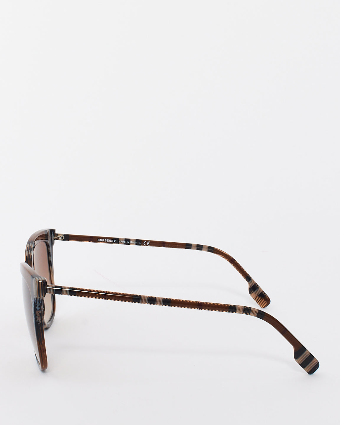 Burberry Brown Acetate Check Print Cat Eye Sunglasses