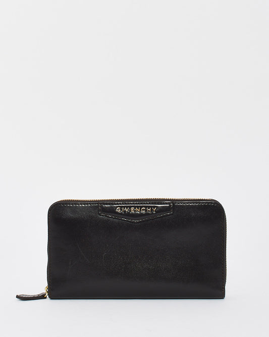 Givenchy Black Leather Long Zip Wallet