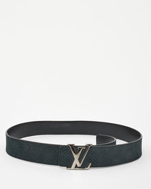  Louis Vuitton Black Suede Damier Initiales 40mm LV Logo Belt - 95/38