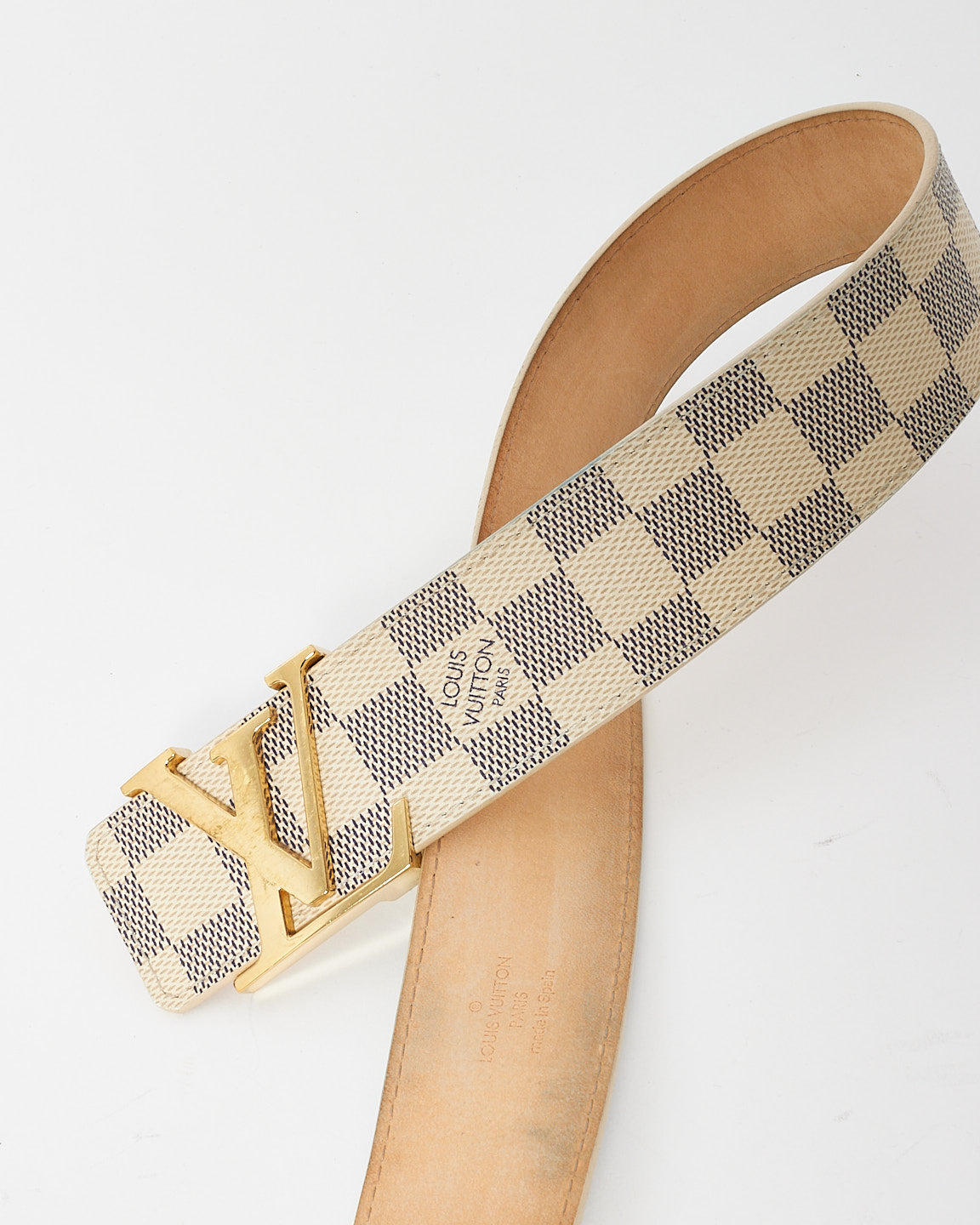 Louis Vuitton ホワイトレザーベルト　95 LOUIS VUITTON Taiga Monogram 40mm LV Initiales Belt 85 34