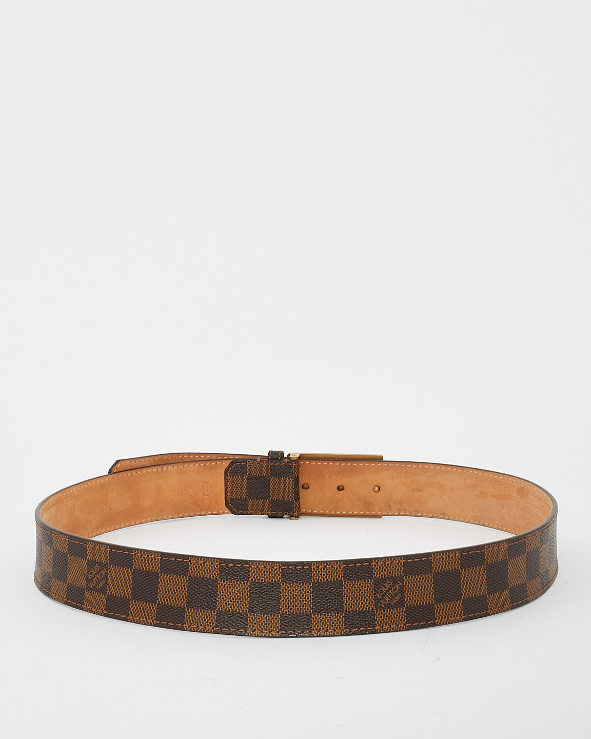 Louis Vuitton Damier Ebene Brushed Gold Plate Inventeur Belt - 95/38