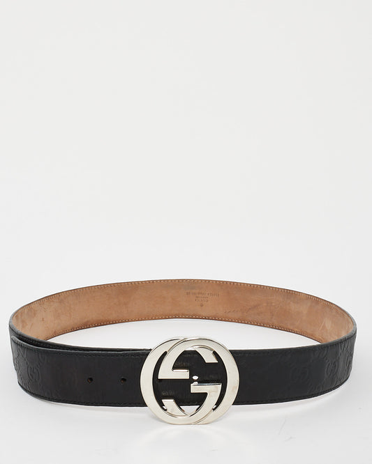 Gucci Black Leather Signature G Mongram Belt - 95/38
