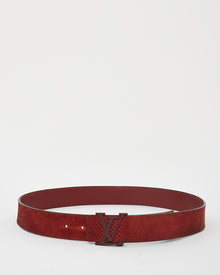 Louis Vuitton Red Damier Suede Initiales 40mm Matte LV Logo Belt - 95/38