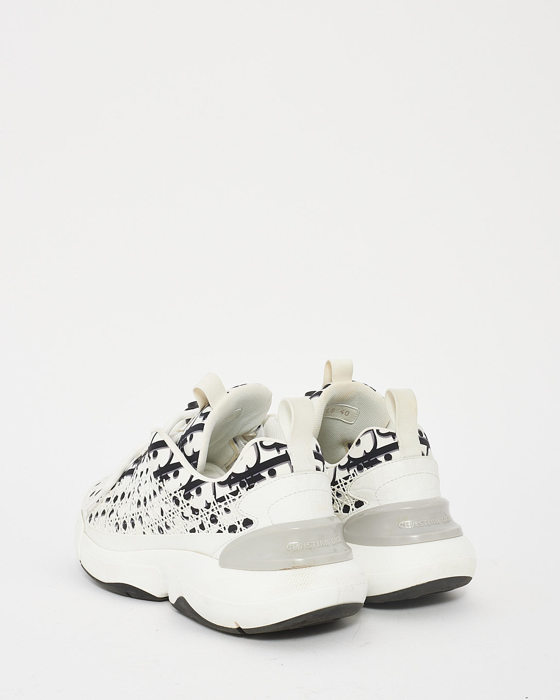Dior White and Black Dior Oblique Technical Fabric B24 Sneakers - 40