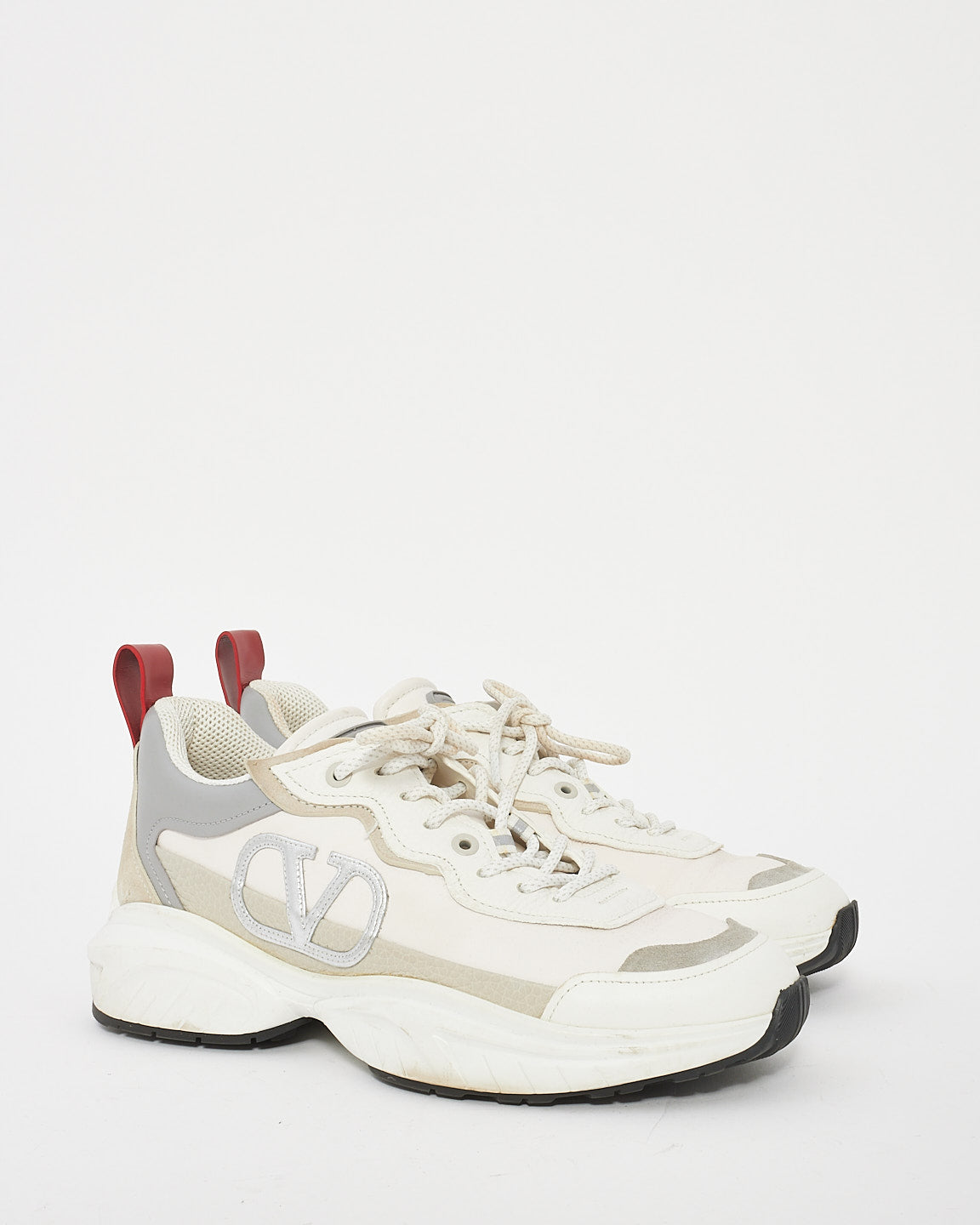 Valentino White Leather Bounce Sneakers - 38.5