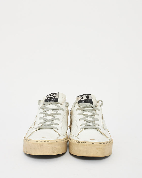 Golden Goose White/Navy Leather Hi Star Low Top Sneakers - 39