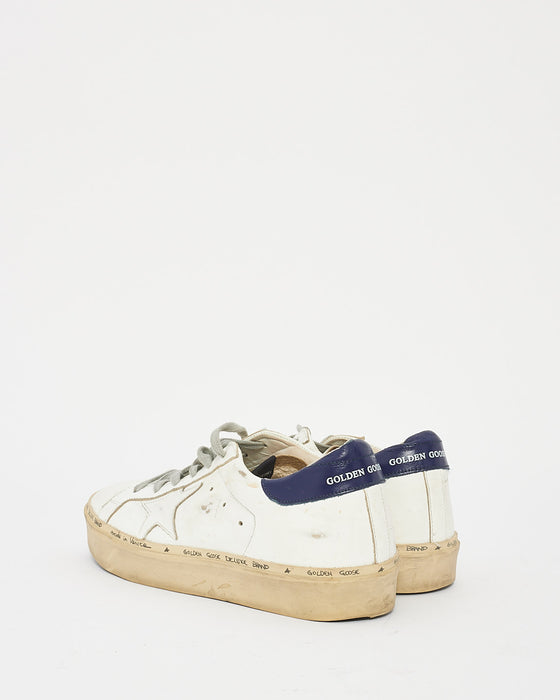 Golden Goose White/Navy Leather Hi Star Low Top Sneakers - 39