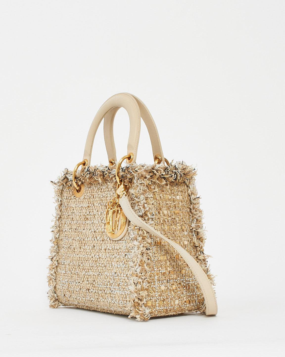 Dior Beige Tweed Special Edition Medium Lady Dior Bag