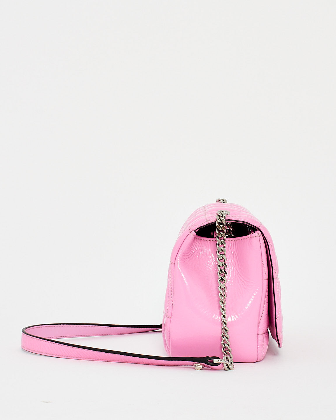 Versace Pink Patent Leather Virtus Shoulder Bag