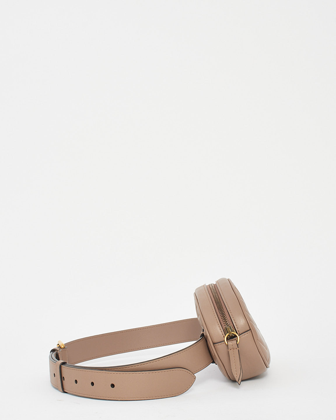 Gucci Dusty Pink Chevron Matelassé Leather GG Marmont Belt Bag - 85/34