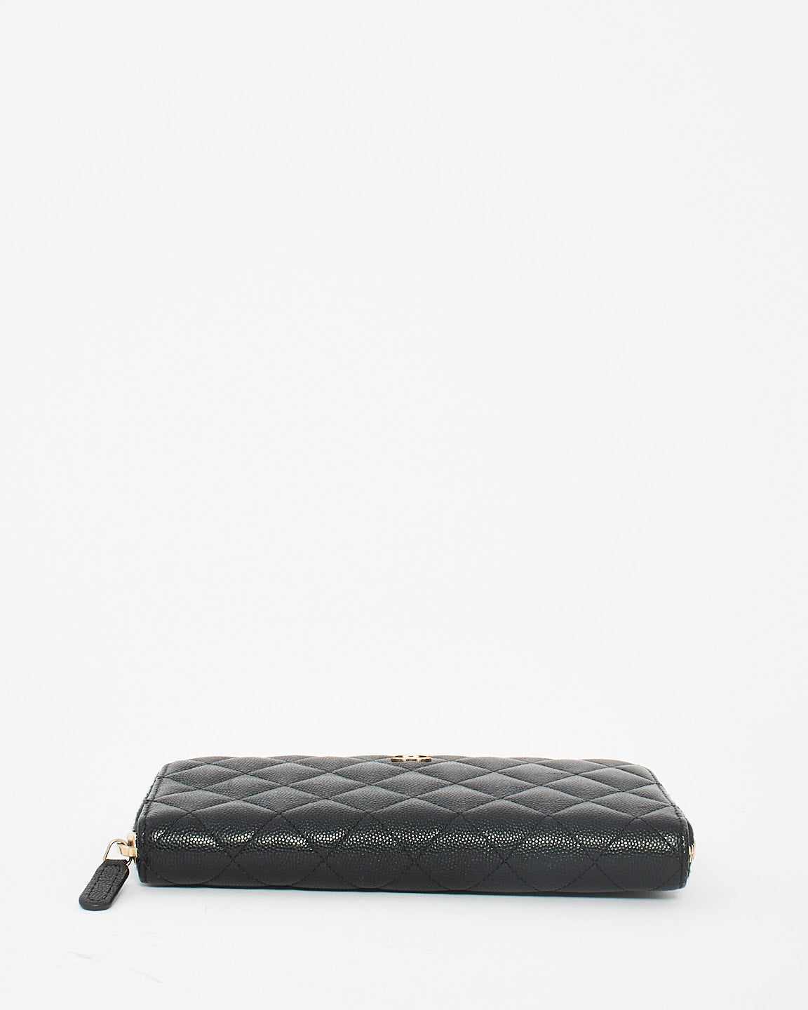 Chanel Black Quilted Caviar Classic Long Zipped Wallet