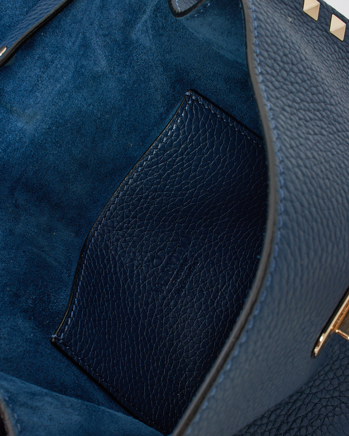 Valentino Navy Blue Grained Leather Rockstud Crossbody Bag