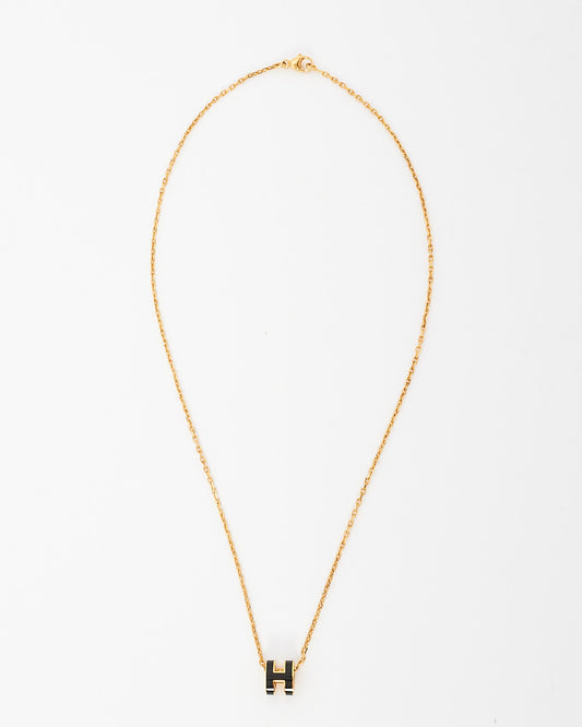 Hermès Black & Gold Lacquered Mini Pop H  Necklace