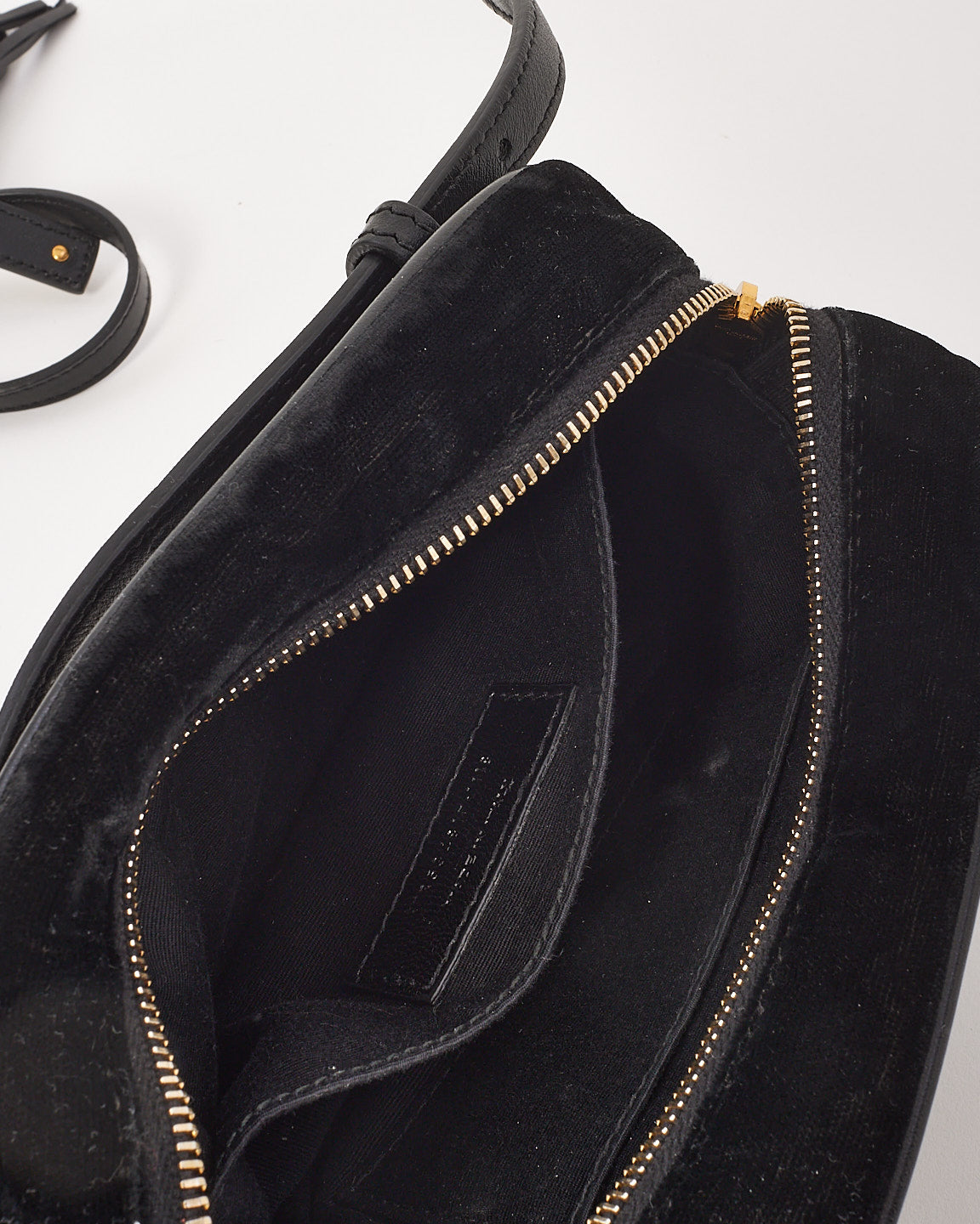 Saint Laurent Black Velvet Monogram Chevron Belt Bag