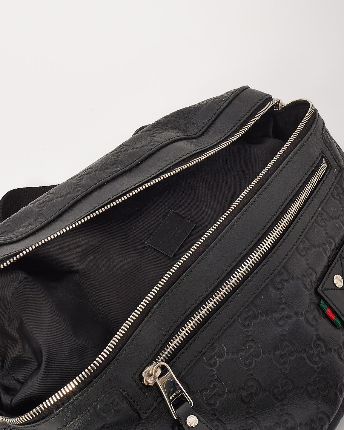 Gucci Black Signature G Embossed Leather Shimaline Shelly Bum Bag