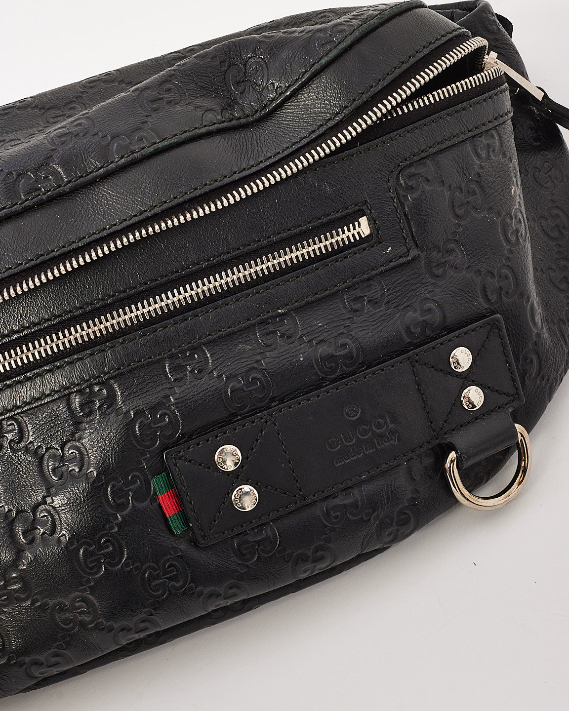 Gucci Black Signature G Embossed Leather Shimaline Shelly Bum Bag