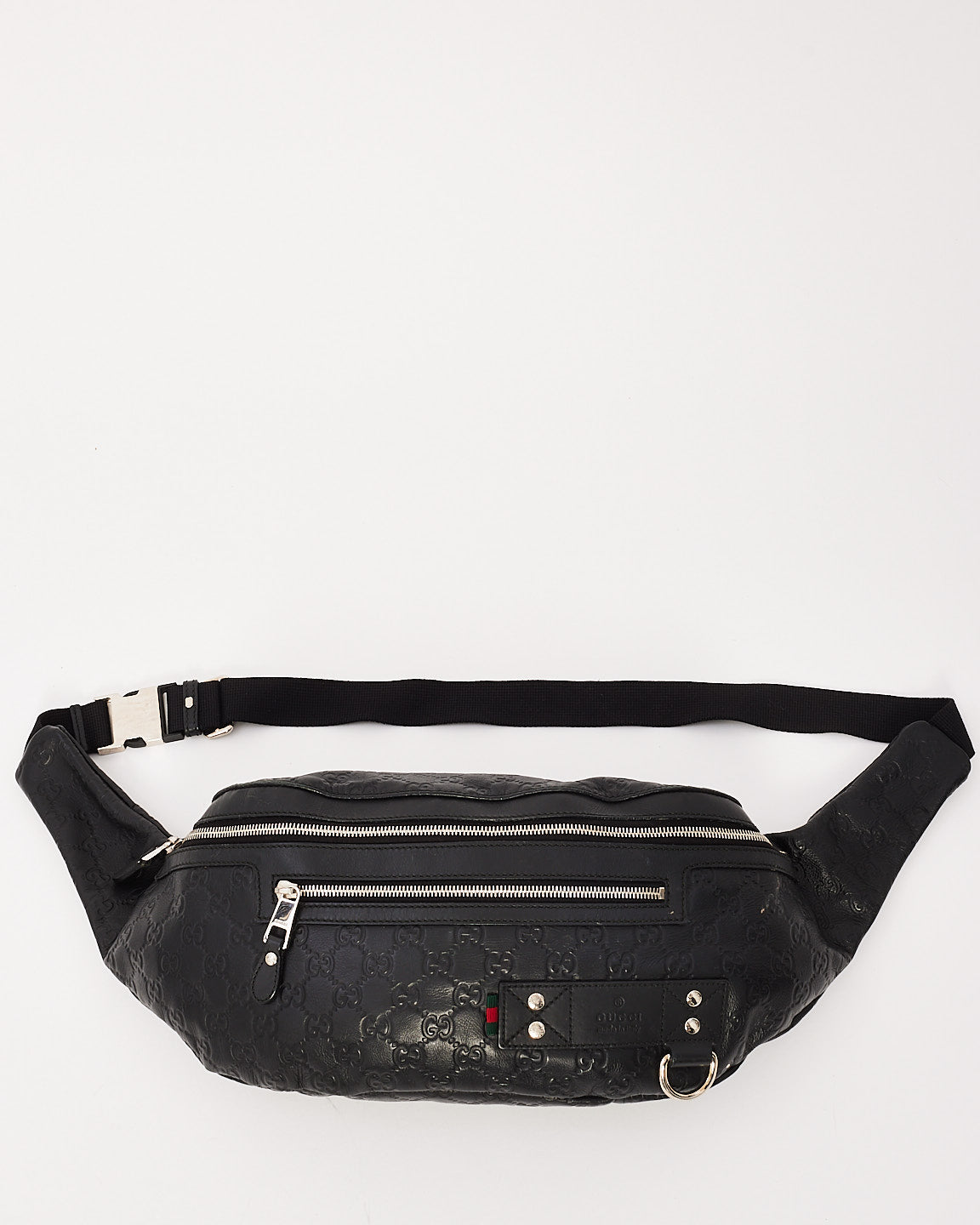 Gucci Black Signature G Embossed Leather Shimaline Shelly Bum Bag