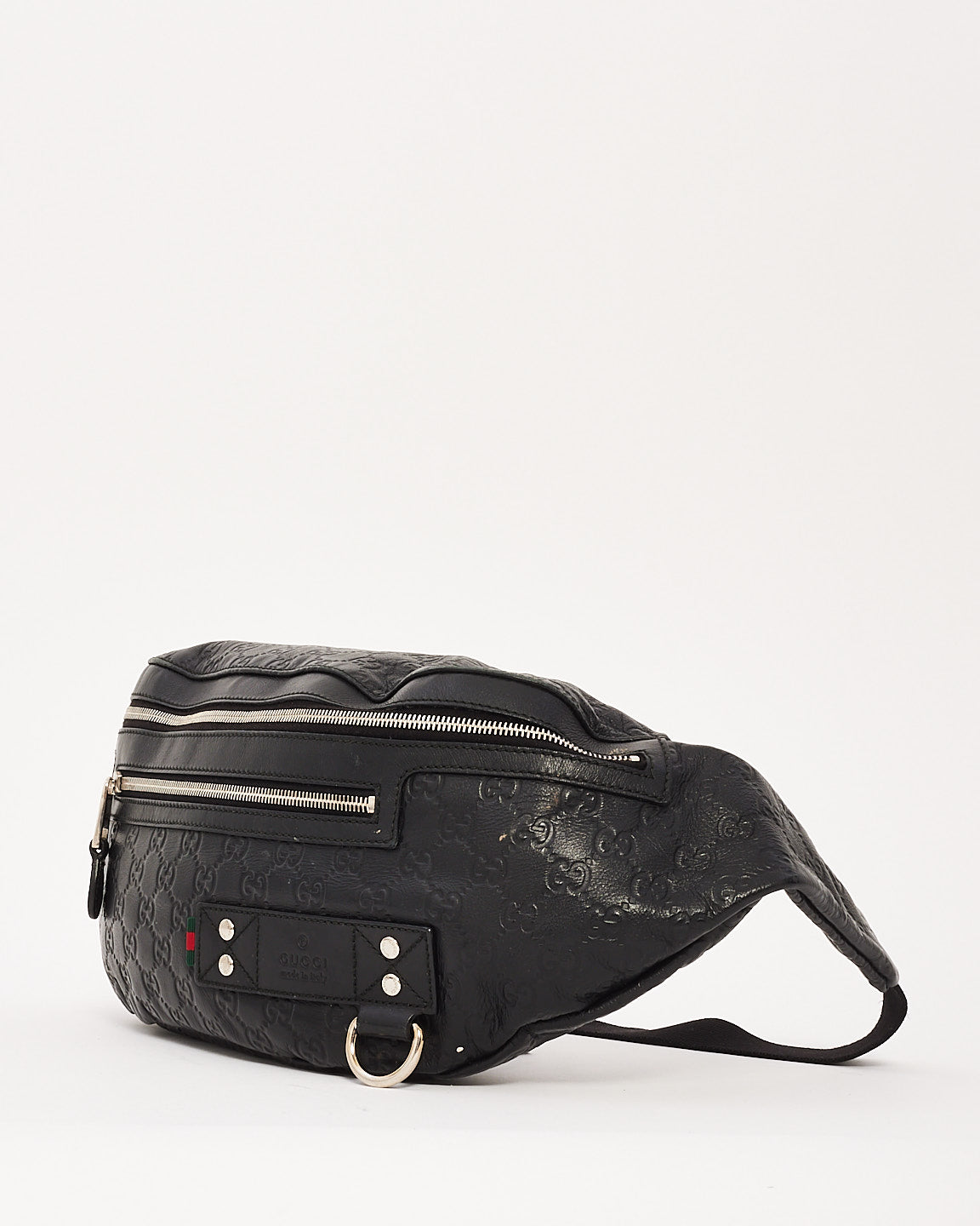 Gucci Black Signature G Embossed Leather Shimaline Shelly Bum Bag