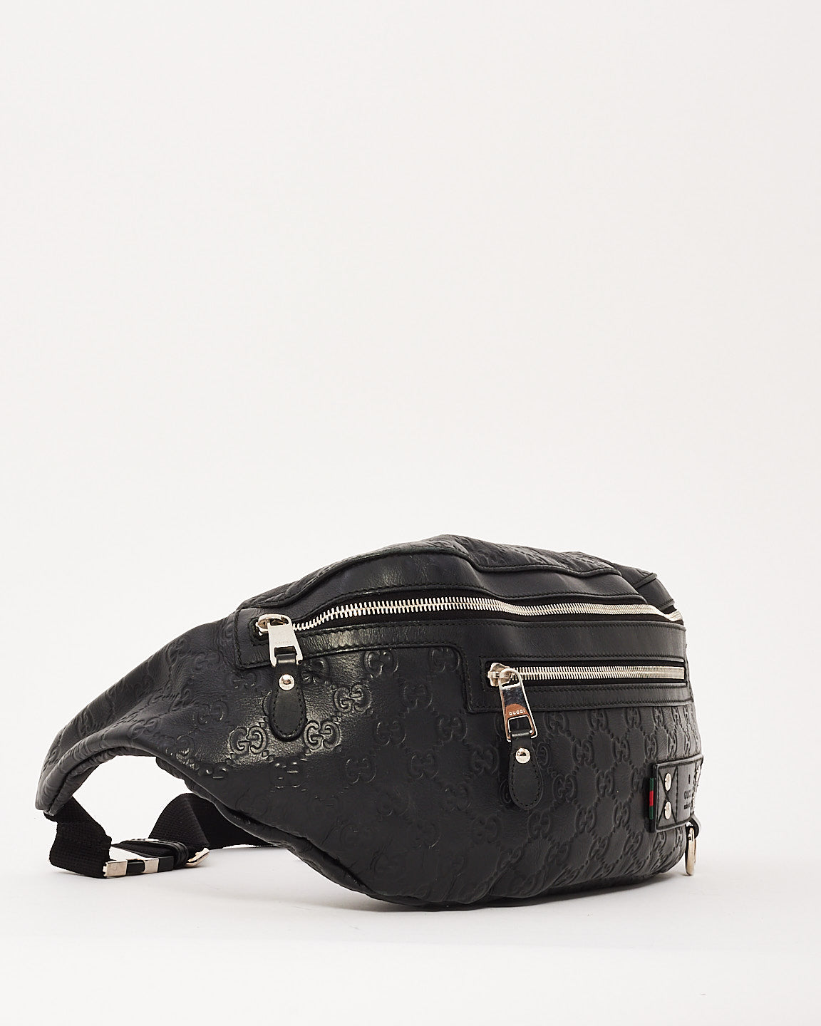 Gucci Black Signature G Embossed Leather Shimaline Shelly Bum Bag