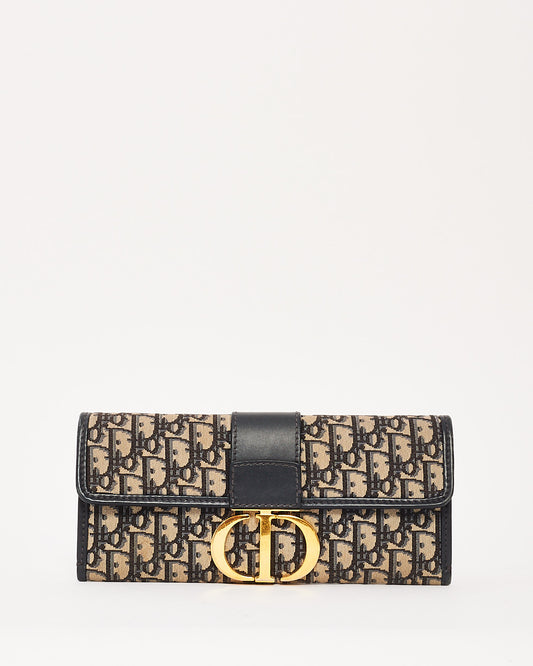 Dior Navy Oblique Canvas 30Montaigne Chain Clutch Bag