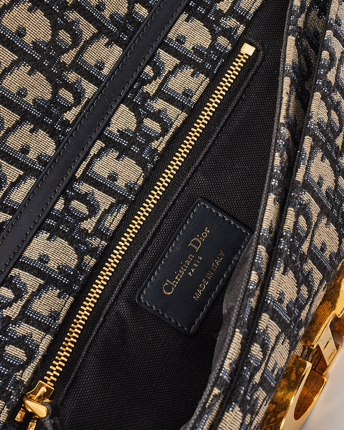 Dior Navy Oblique Canvas 30Montaigne Chain Clutch Bag