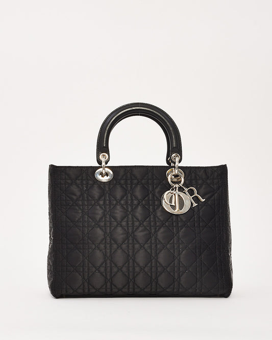 Grand sac Lady Dior Cannage en satin noir Dior