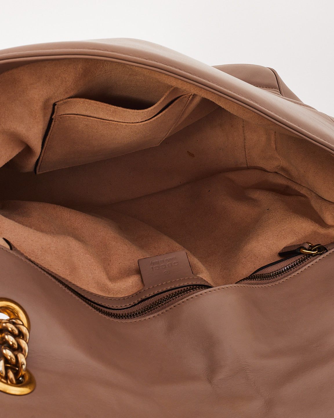 Gucci Dusty Pink Chevron Matelassé Large GG Marmont Shoulder Bag