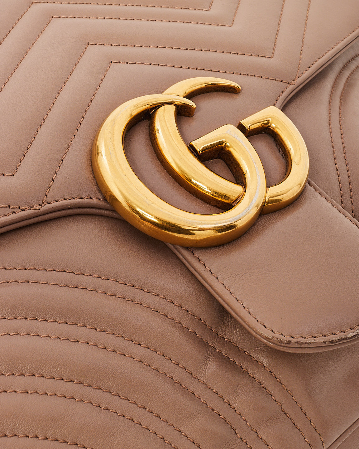 Gucci Dusty Pink Chevron Matelassé Large GG Marmont Shoulder Bag