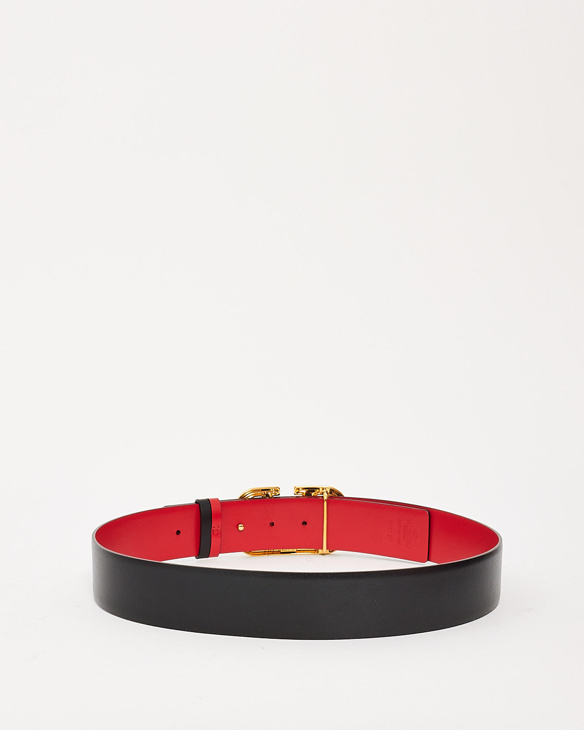 Ceinture réversible Valentino en cuir noir/rouge avec signature VLogo - 80/32