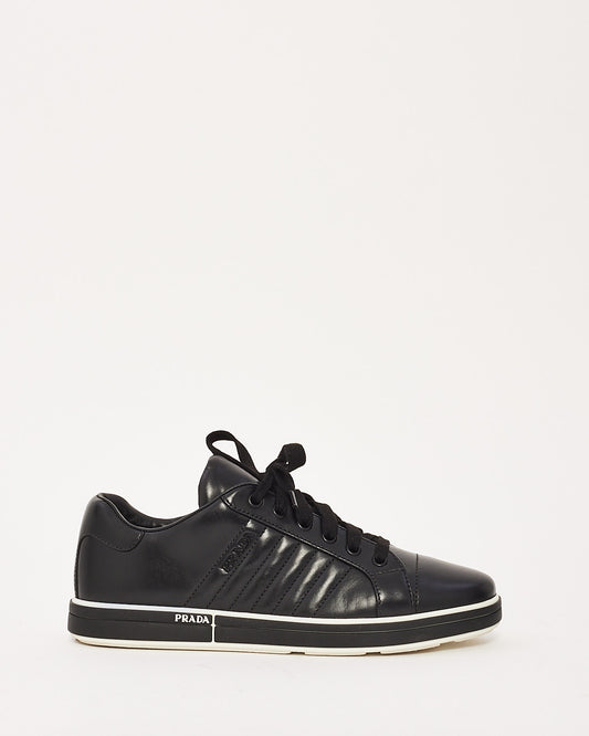 Prada Black Leather Nappa Sneakers - 39.5