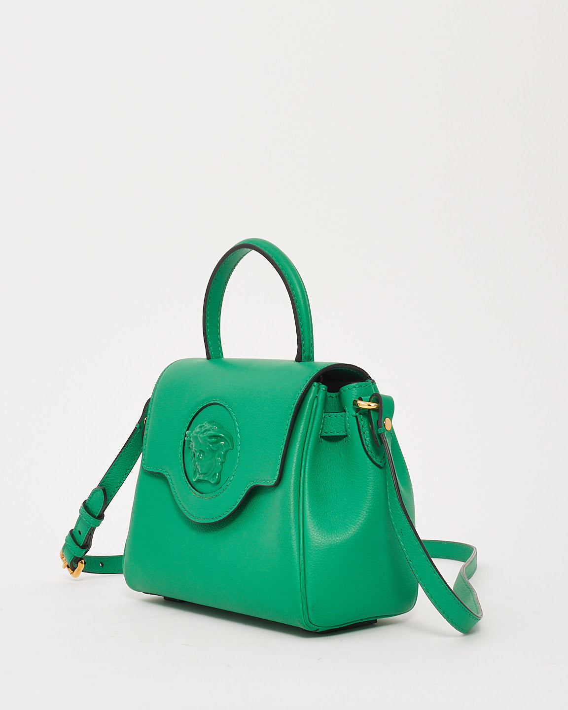 Versace Green Leather La Medusa Top Handle Bag