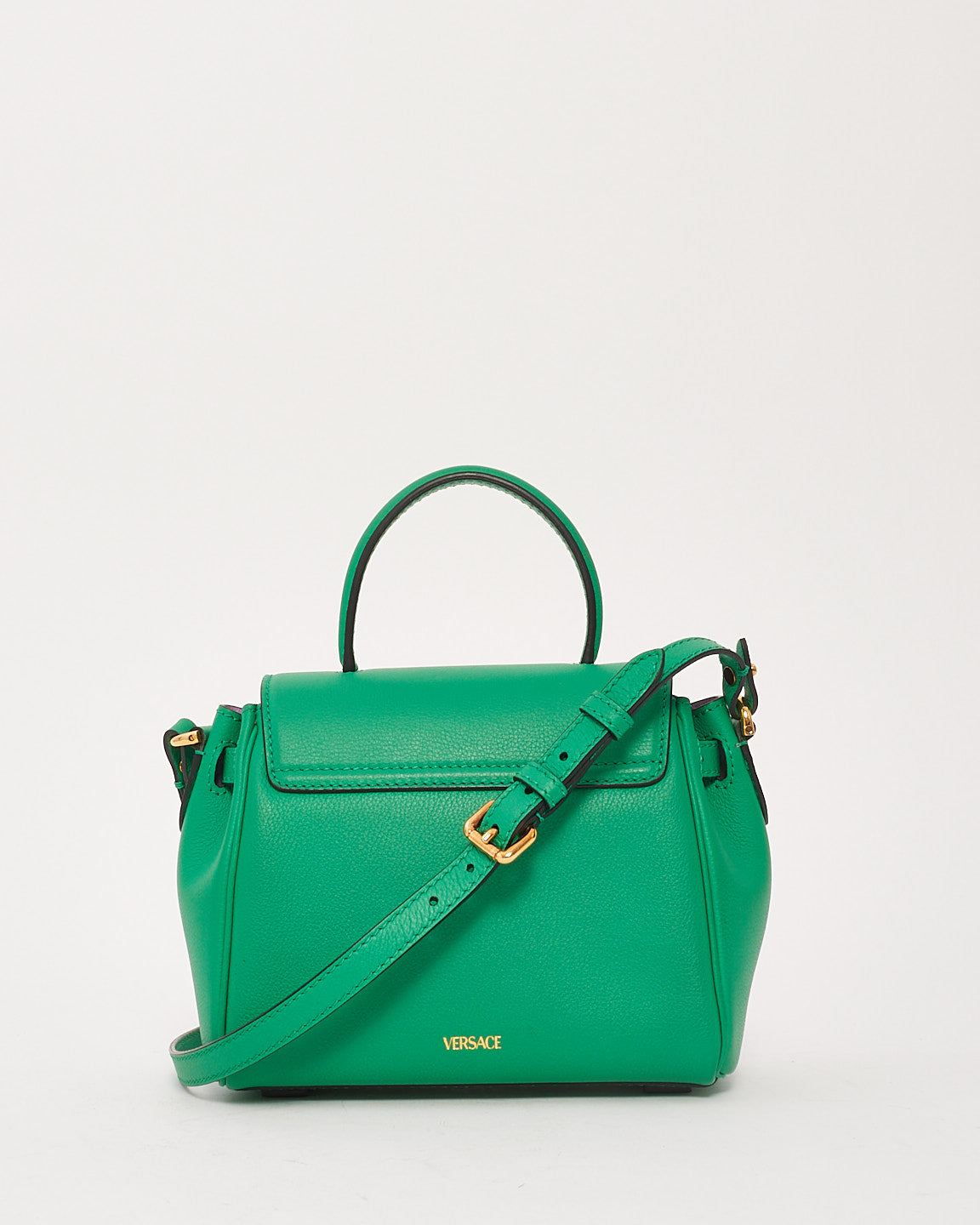 Versace Green Leather La Medusa Top Handle Bag