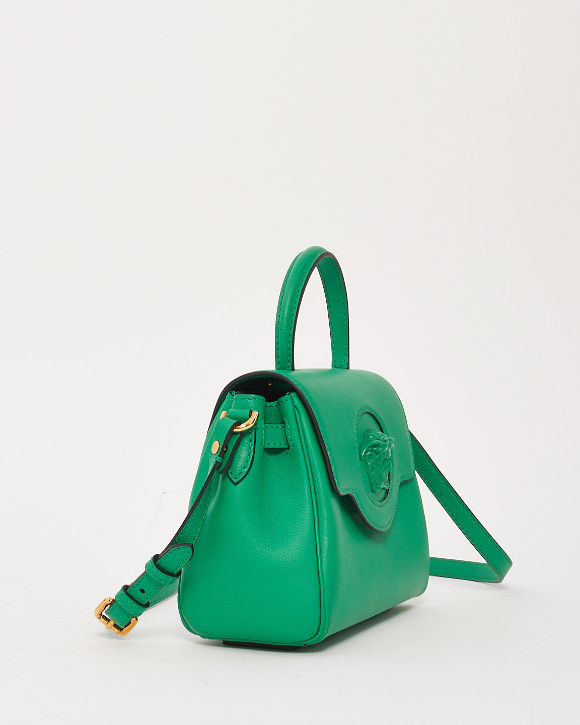 Versace Green Leather La Medusa Top Handle Bag