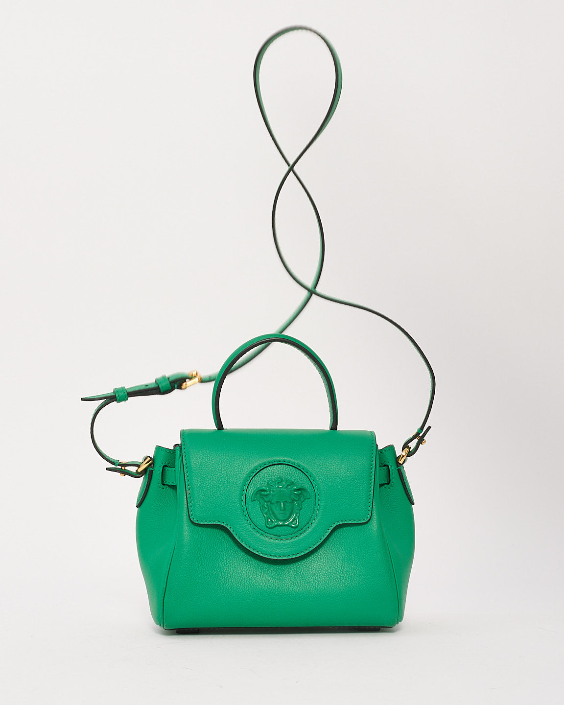 Versace Green Leather La Medusa Top Handle Bag