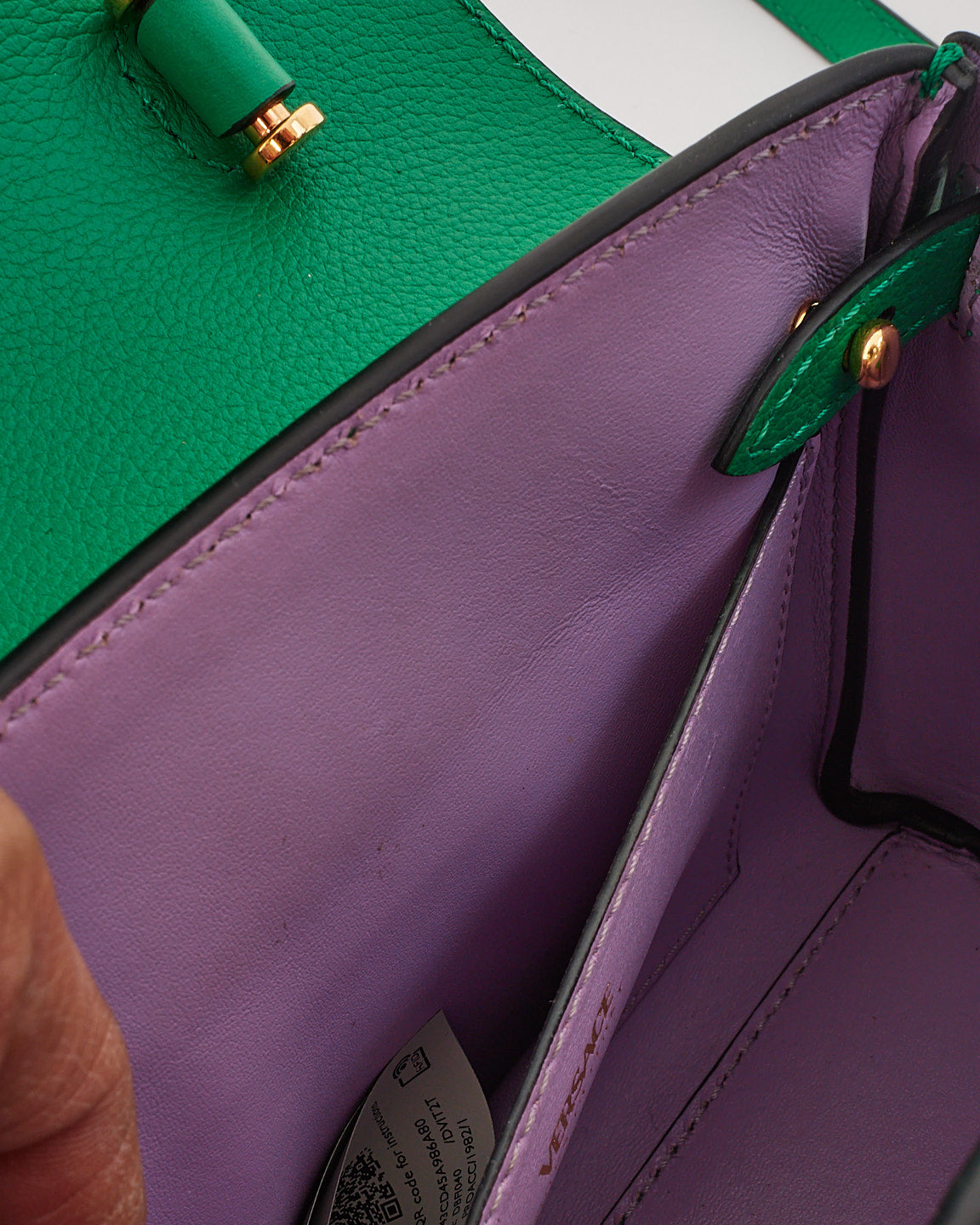 Versace Green Leather La Medusa Top Handle Bag