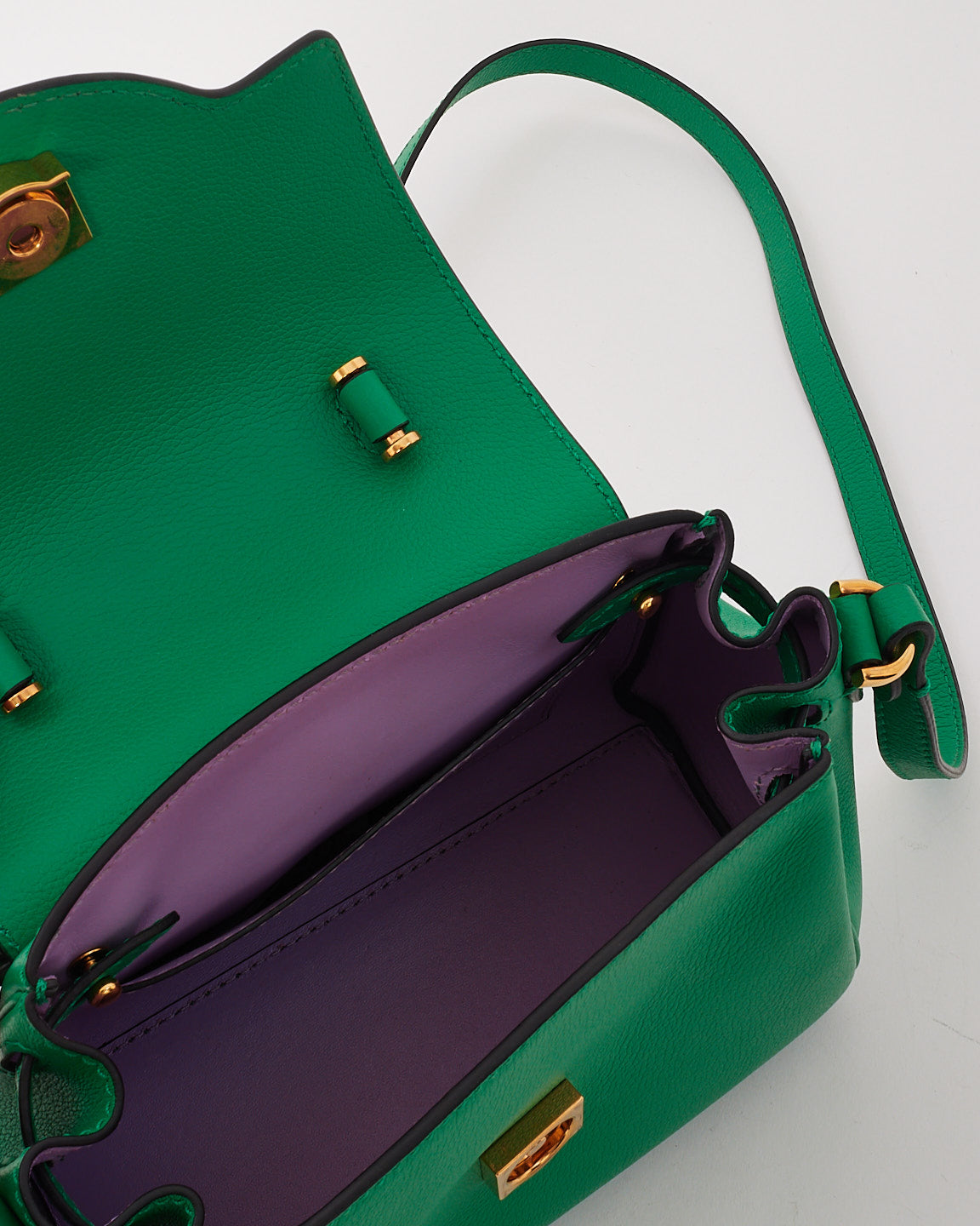 Versace Green Leather La Medusa Top Handle Bag