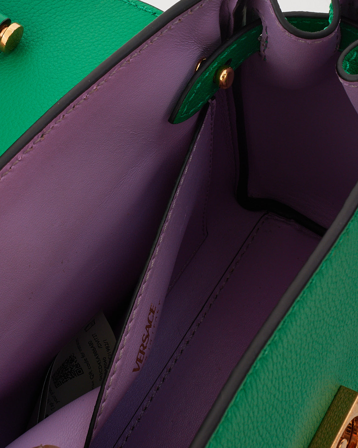 Versace Green Leather La Medusa Top Handle Bag