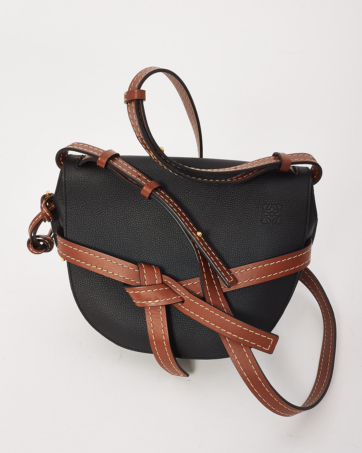 Loewe Black and Brown Soft Calfskin Small Gate Crossbody Bag