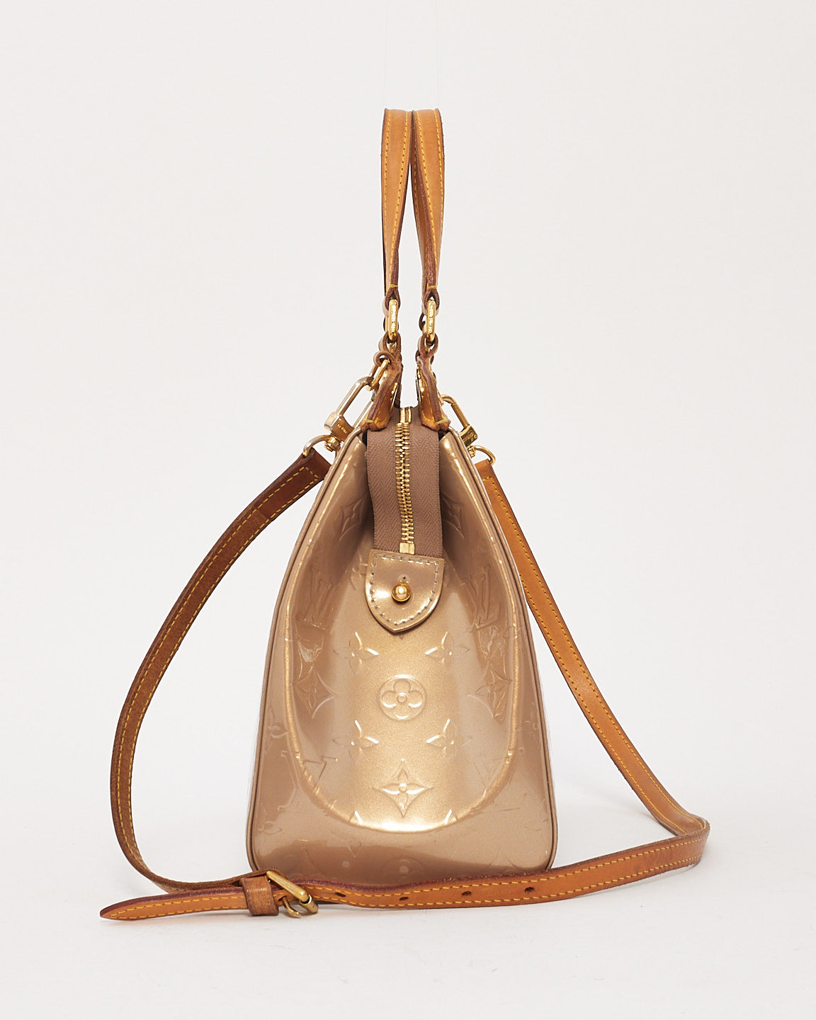 Louis Vuitton Dark Beige Metallic Monogram Vernis Brea MM Bag