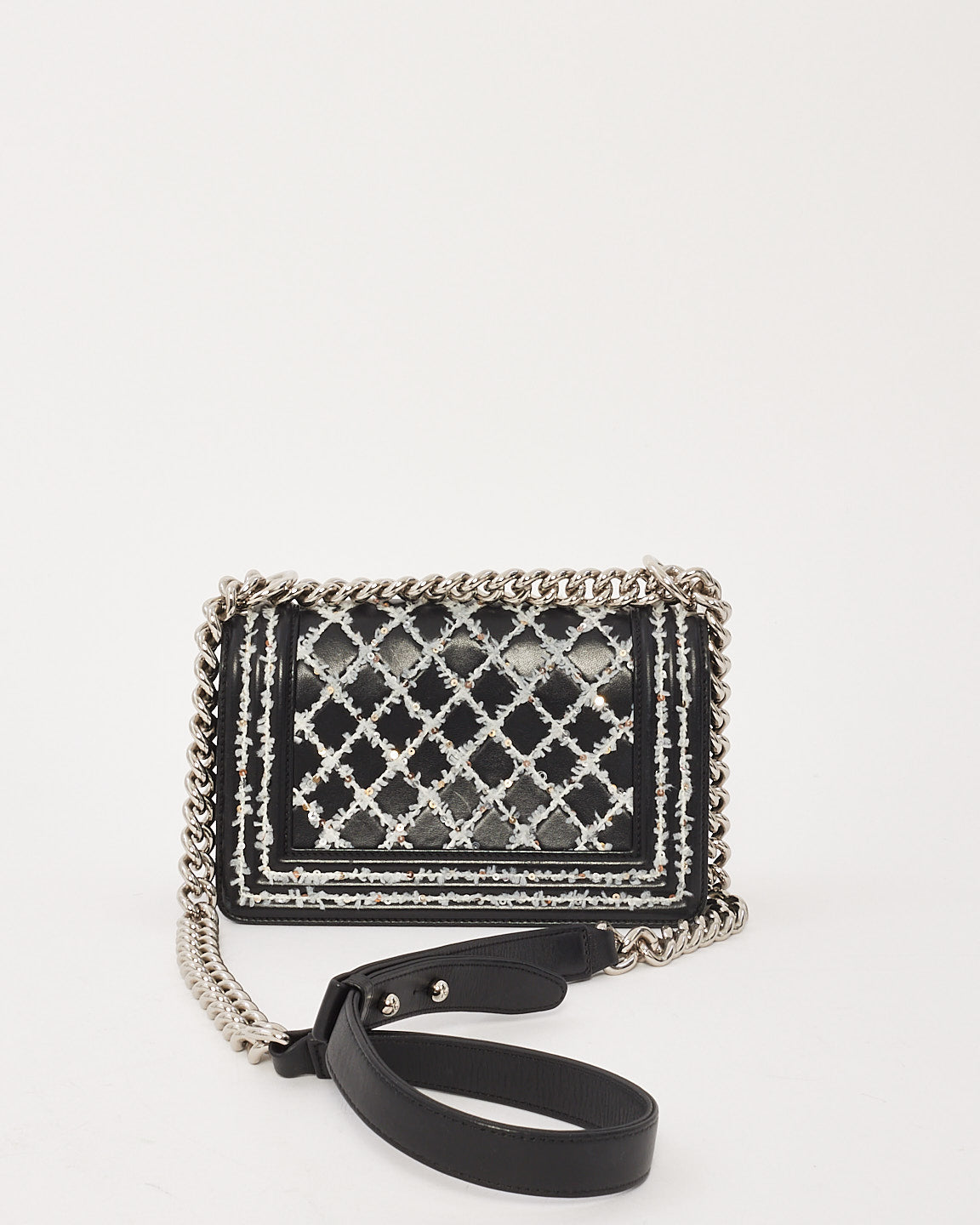 Sac petit garçon en tweed Quilt en cuir d'agneau noir édition spéciale Chanel